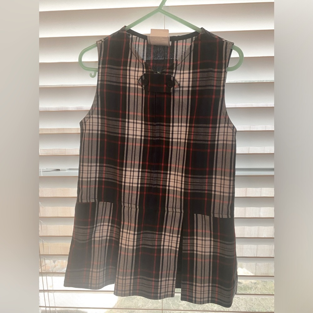 Parker size 1 navy, green, white and red plaid pleated dress